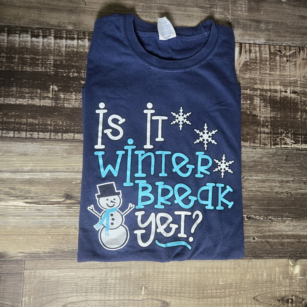Winter Break Navy Blue Teacher Tee